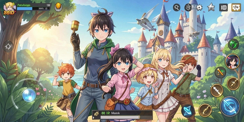 Screenshot permainan 88ID menampilkan aksi karakter Anime yang menarik.