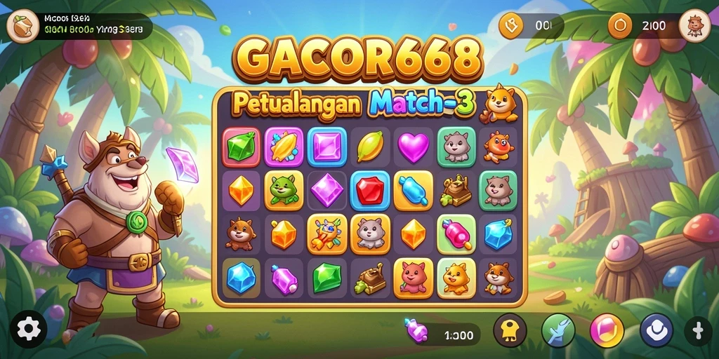 Screenshot gameplay GACOR668 yang menunjukkan aksi mencocokkan item.