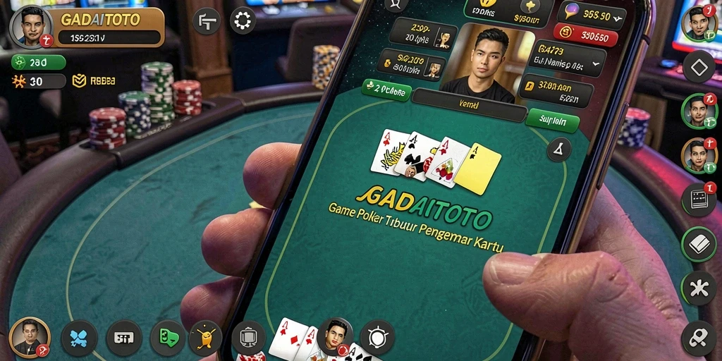Screenshot GADAITOTO menunjukkan suasana permainan poker yang seru dan kompetitif.