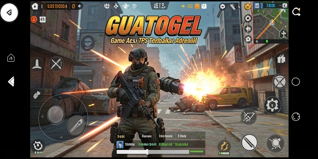 Screenshot gameplay GUATOGEL menampilkan aksi seru dalam pertempuran TPS.