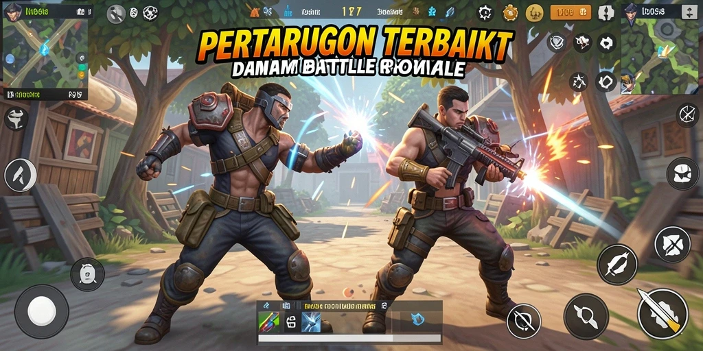 Tangkapan layar gameplay intens dari ID098 yang menunjukkan aksi Battle Royale.