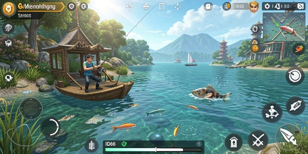 Screenshot ID66 menampilkan pengalaman gameplay memancing yang mendebarkan.