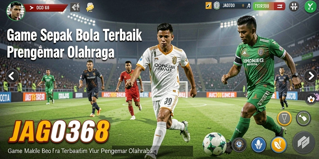 Tampilan gameplay JAGO368 dengan aksi pertandingan sepak bola yang menegangkan.