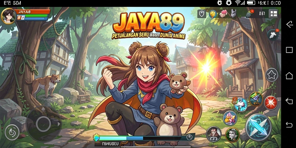Tangkapan layar gameplay JAYA89 dengan karakter anime yang keren.