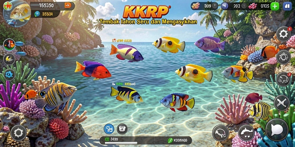 Tampilan gameplay KKRP yang mengasyikkan saat menangkap ikan.