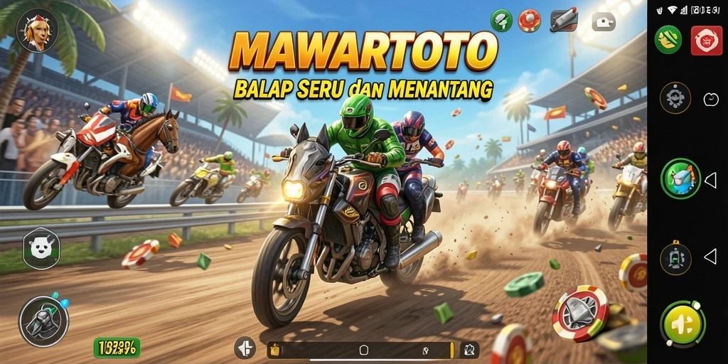 Tangkapan layar menampilkan aksi balapan seru di MAWARTOTO.
