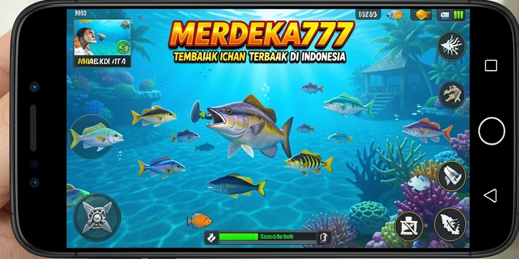 Tampilan gameplay MERDEKA777 yang menarik saat menangkap ikan.