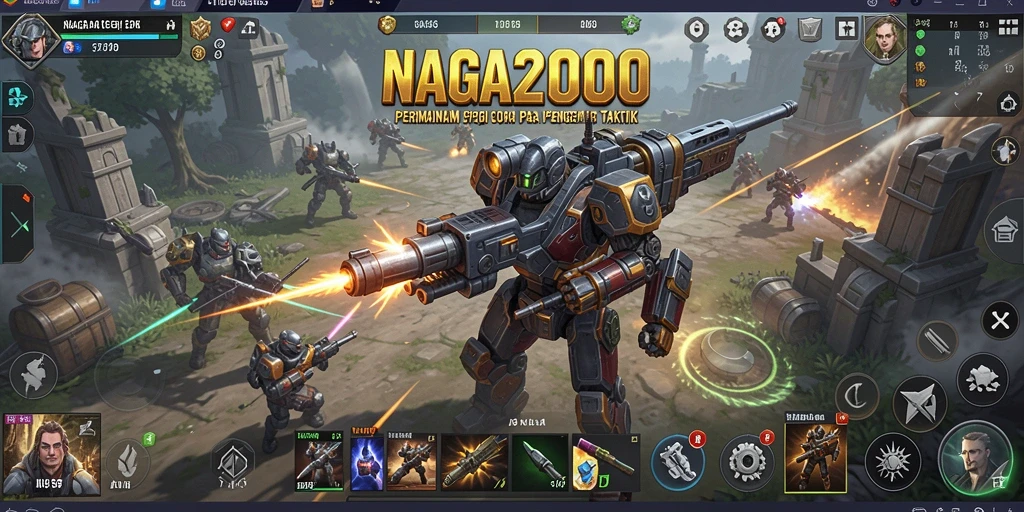 Tampilan gameplay menarik pada NAGA2000, menunjukkan pertempuran strategis.