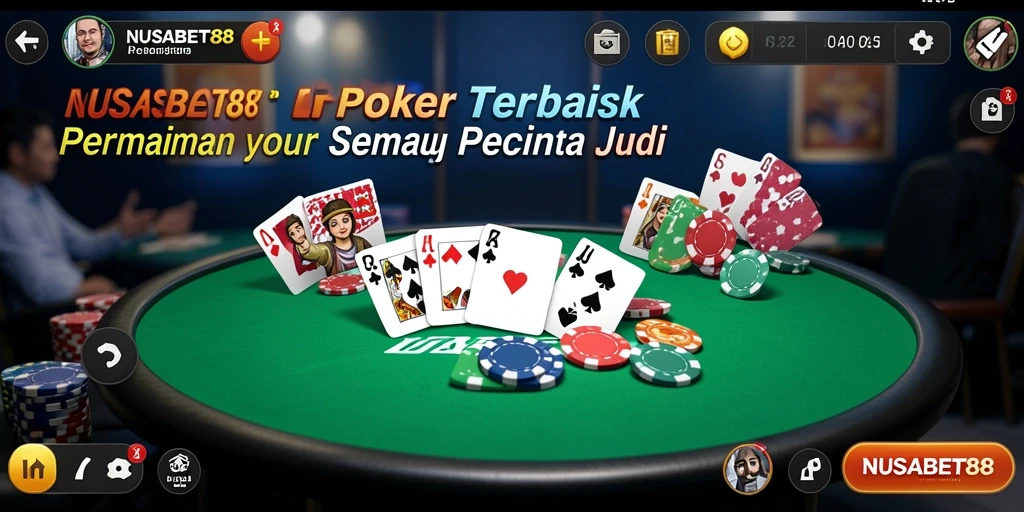 Screenshot gameplay Poker NUSABET88 yang seru dan mendebarkan.