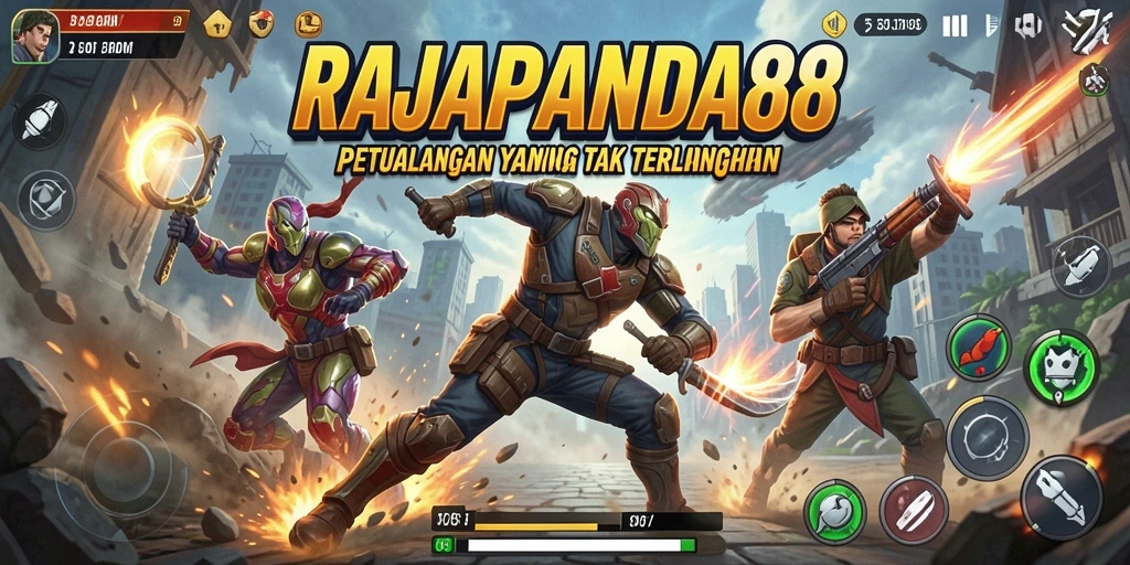 Tampilan seru gameplay RAJAPANDA88 dengan aksi intens.
