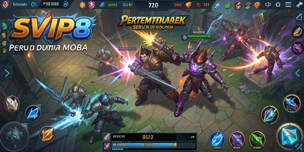 Tampilan gameplay mendebarkan dalam pertempuran MOBA SVIP8.