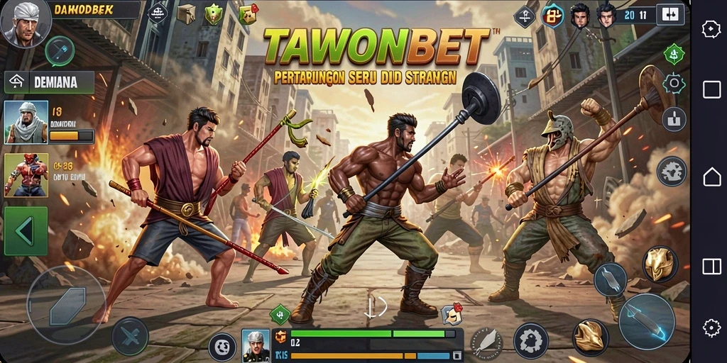 Screenshot gameplay TAWONBET menampilkan pertarungan seru antara dua karakter.