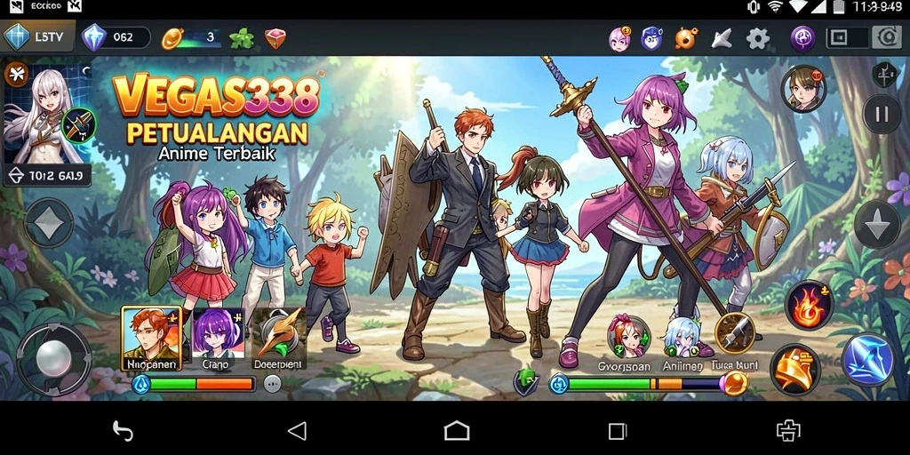 Screenshot menunjukkan pertarungan seru dalam game Anime.