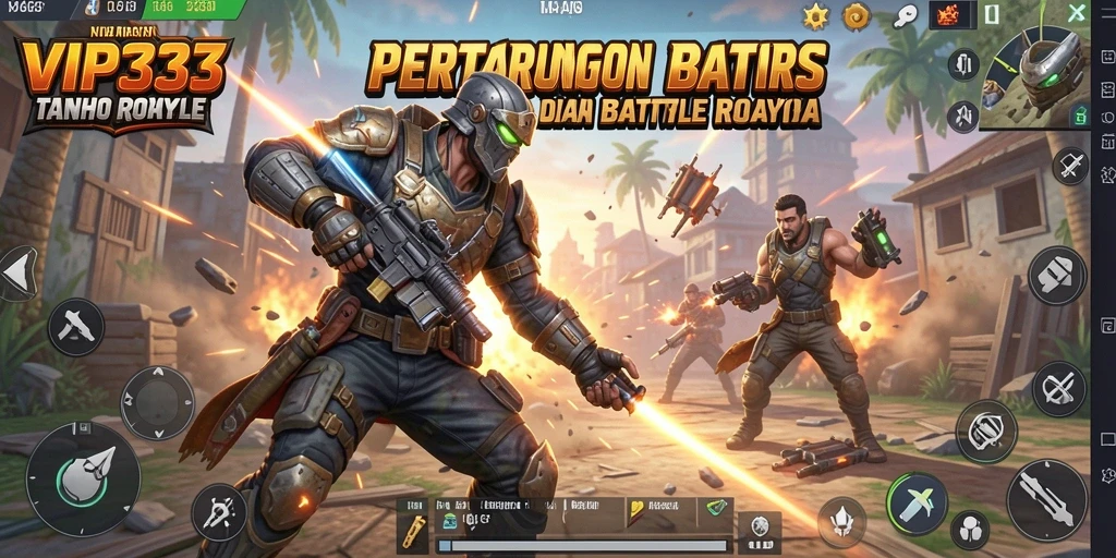 Screenshot menampilkan aksi seru dalam gameplay Battle Royale.