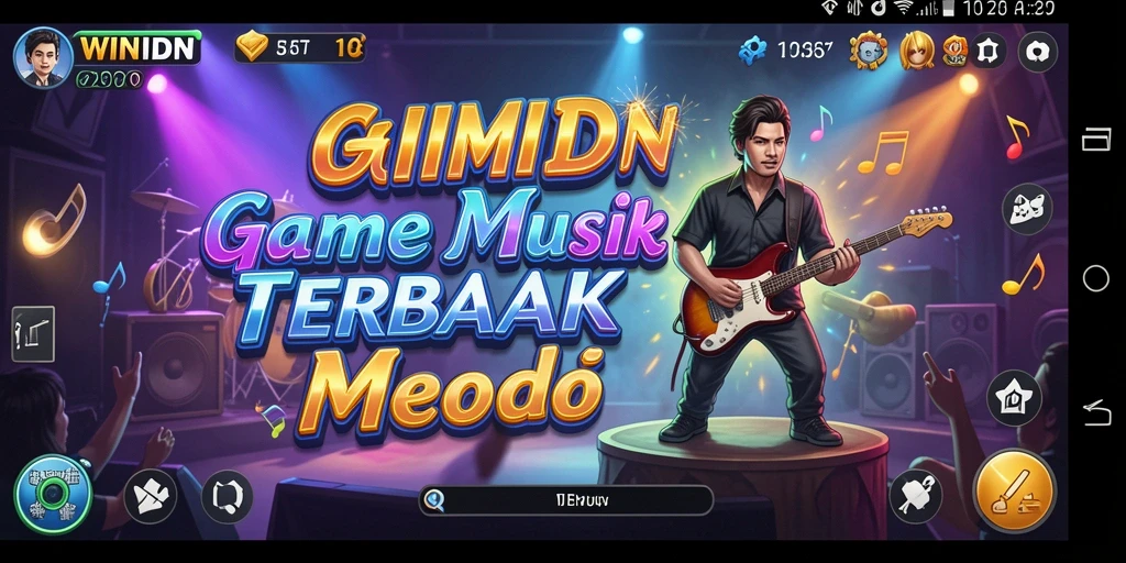 Screenshot menunjukkan gameplay seru WINIDN yang penuh dengan musik.